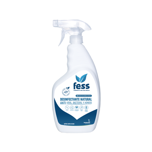 Desinfectante natural antibacterial contra hongos para superficie. Limpia superficies, verduras, frutas. No tóxico, aroma agradable con ingredientes naturales.