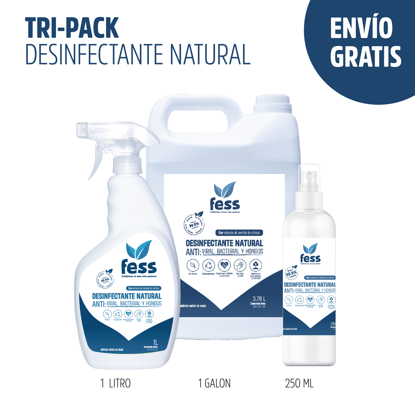 Desinfectante natural antibacterial contra hongos para superficie. Limpia superficies, verduras, frutas. No tóxico, aroma agradable con ingredientes naturales.