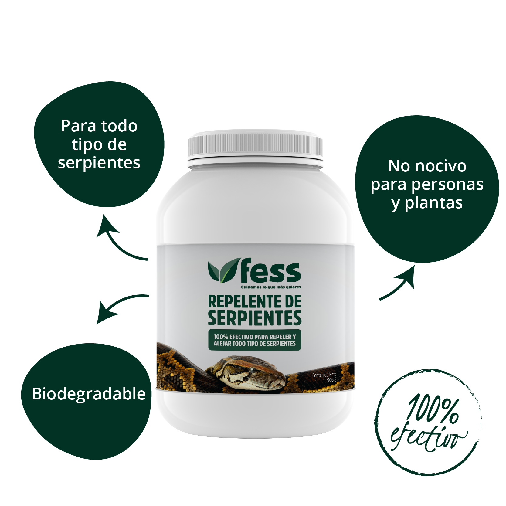 Repelente natural para serpientes para uso exterior. Efectivo para repeler y alejar todo tipo de serpientes.