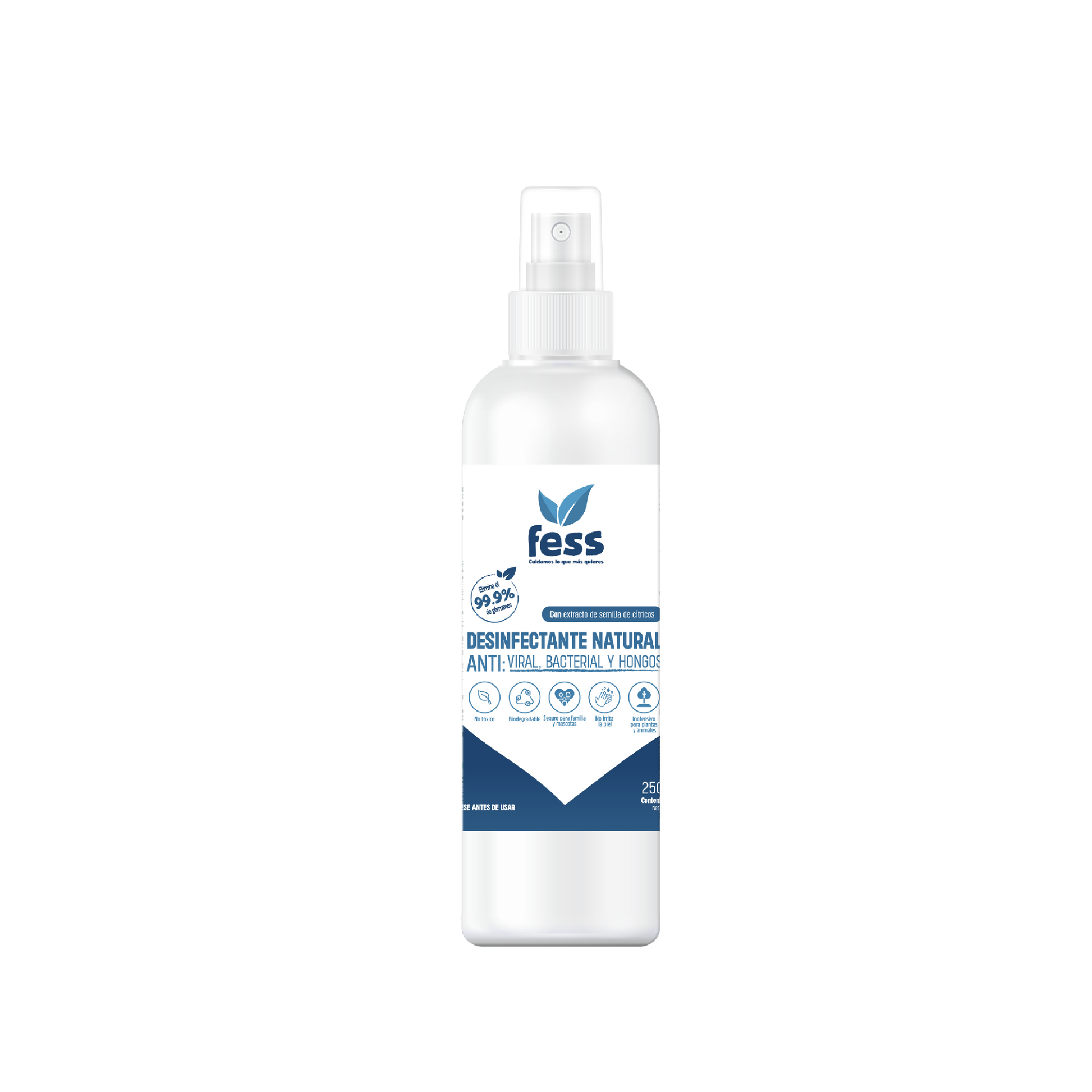 Desinfectante natural antibacterial contra hongos para superficie. Limpia superficies, verduras, frutas. No tóxico, aroma agradable con ingredientes naturales.