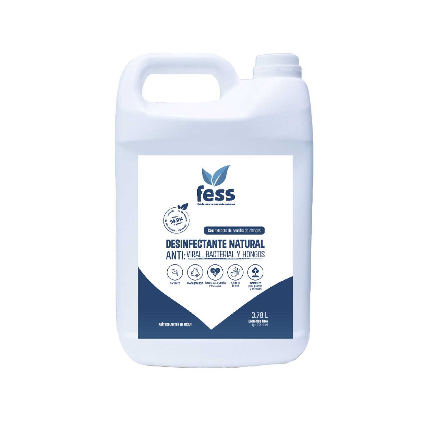 Desinfectante natural antibacterial contra hongos para superficie. Limpia superficies, verduras, frutas. No tóxico, aroma agradable con ingredientes naturales.