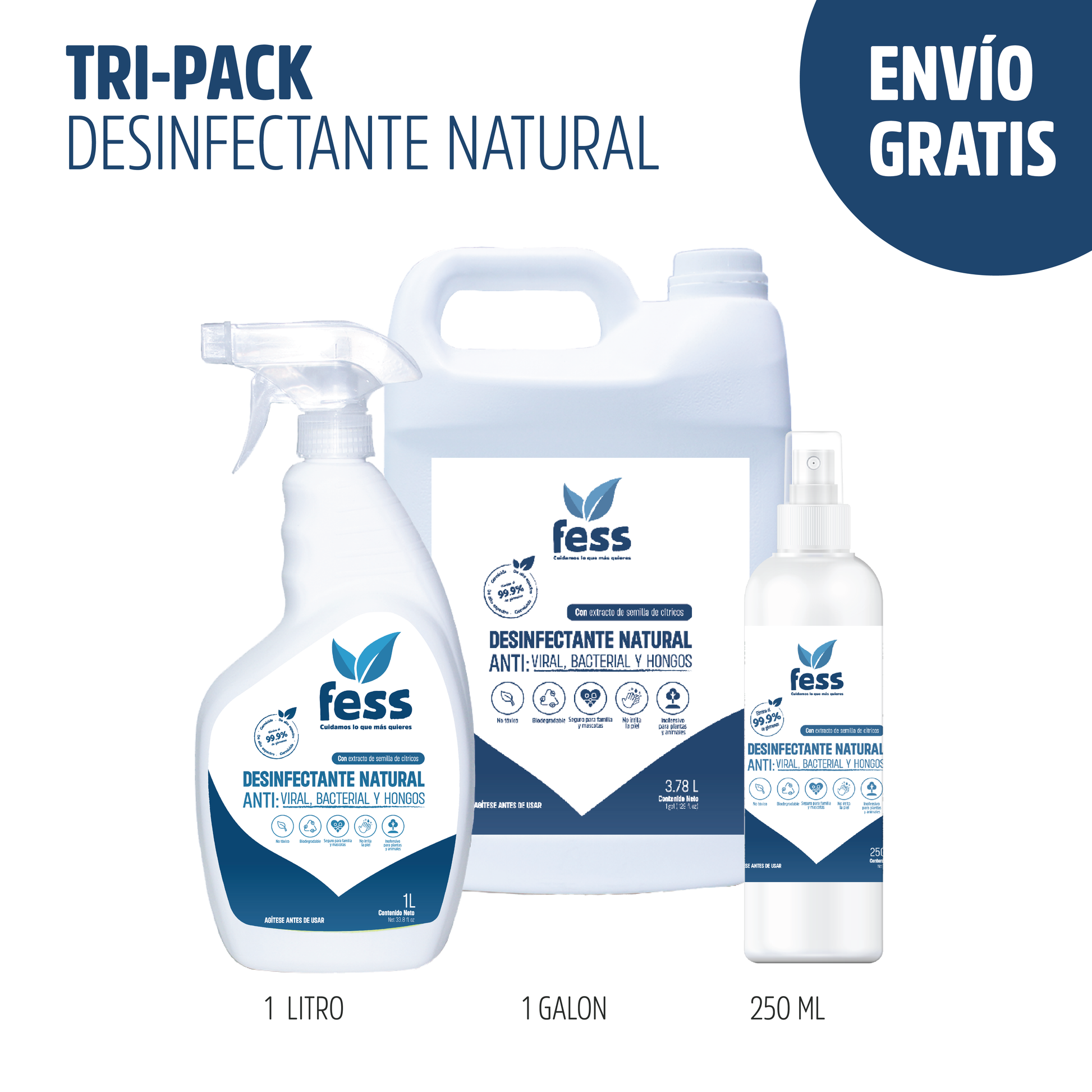 Desinfectante natural antibacterial contra hongos para superficie. Limpia superficies, verduras, frutas. No tóxico, aroma agradable con ingredientes naturales.