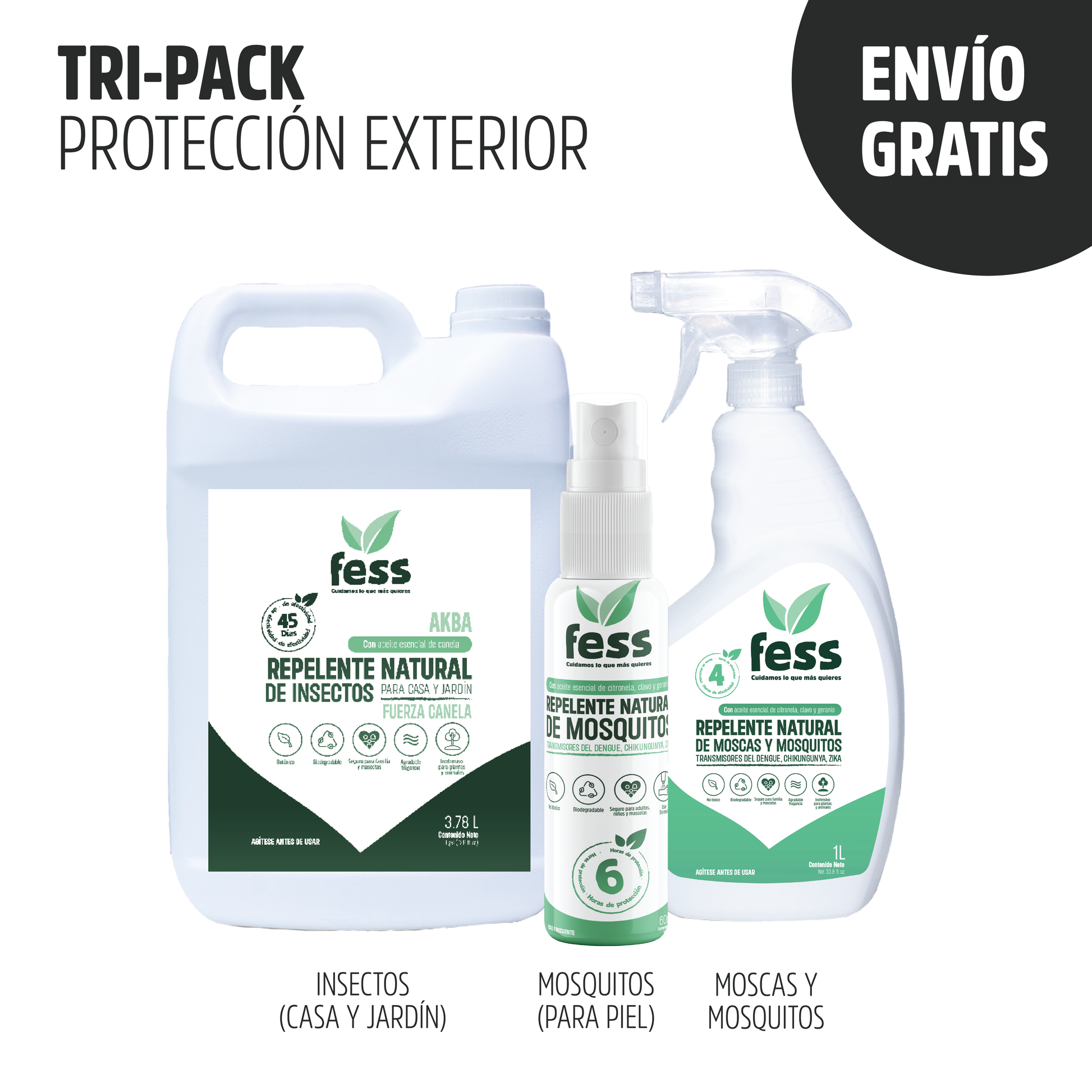 Paquete de 3 Protección contra Insectos, cucarachas, hormigas, Moscas, Mosquitos y otras Plagas. Productos naturales para el hogar. 
